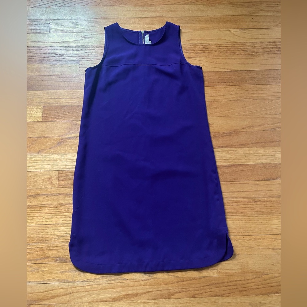 Ann Taylor LOFT Purple Zipper Back Sleeveless Mini Shift Dress, Size 0, Preloved